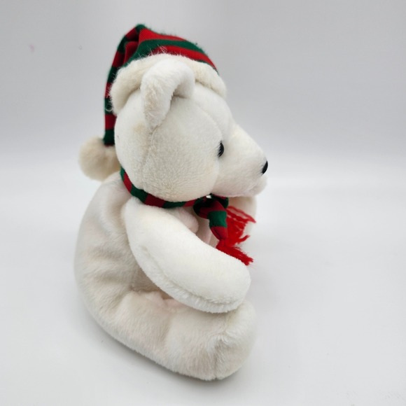 Chosun International Christmas Polar Bear Plush Red Green Hat & Scarf 10" - Picture 4 of 7